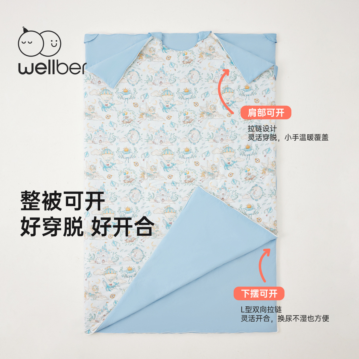 Wilberu Kidsren's Anti-Kick Quilt 25 Years New Spring & Fall Anti-Cold Quilt Printed Knitted Silk Sleeping Bag Category a