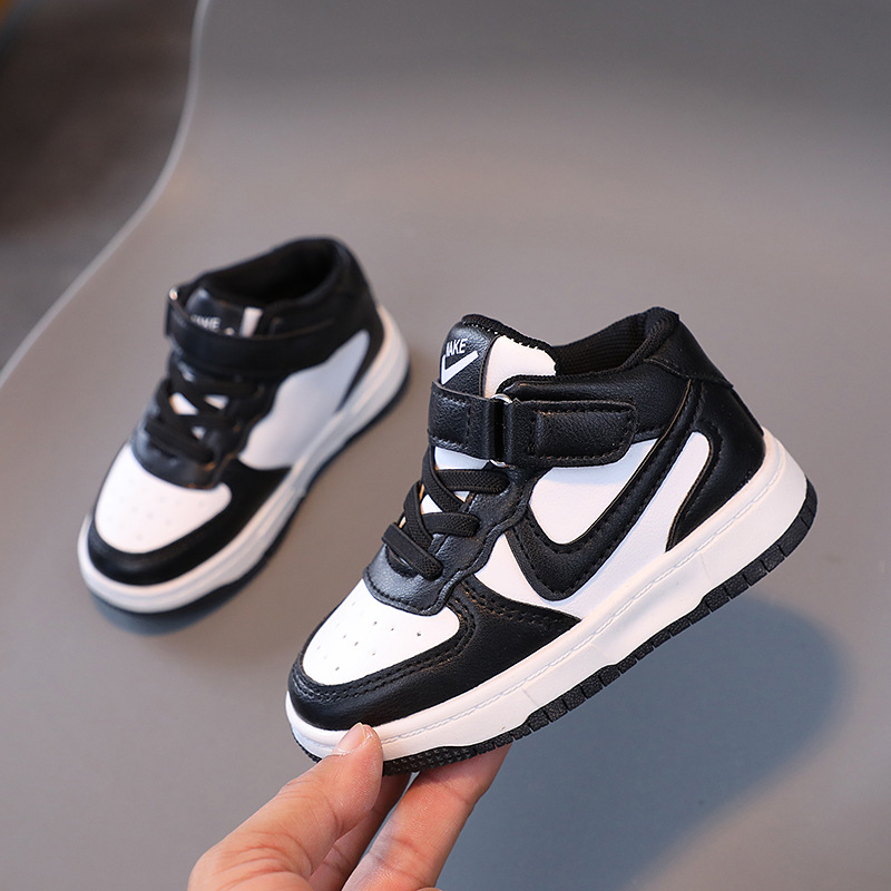 Spring and Autumn New Children's Sports Shoes, Boys' High-Top Sneakers, Girls' White Shoes, Korean Style Fashionable Children's Basketball Shoes