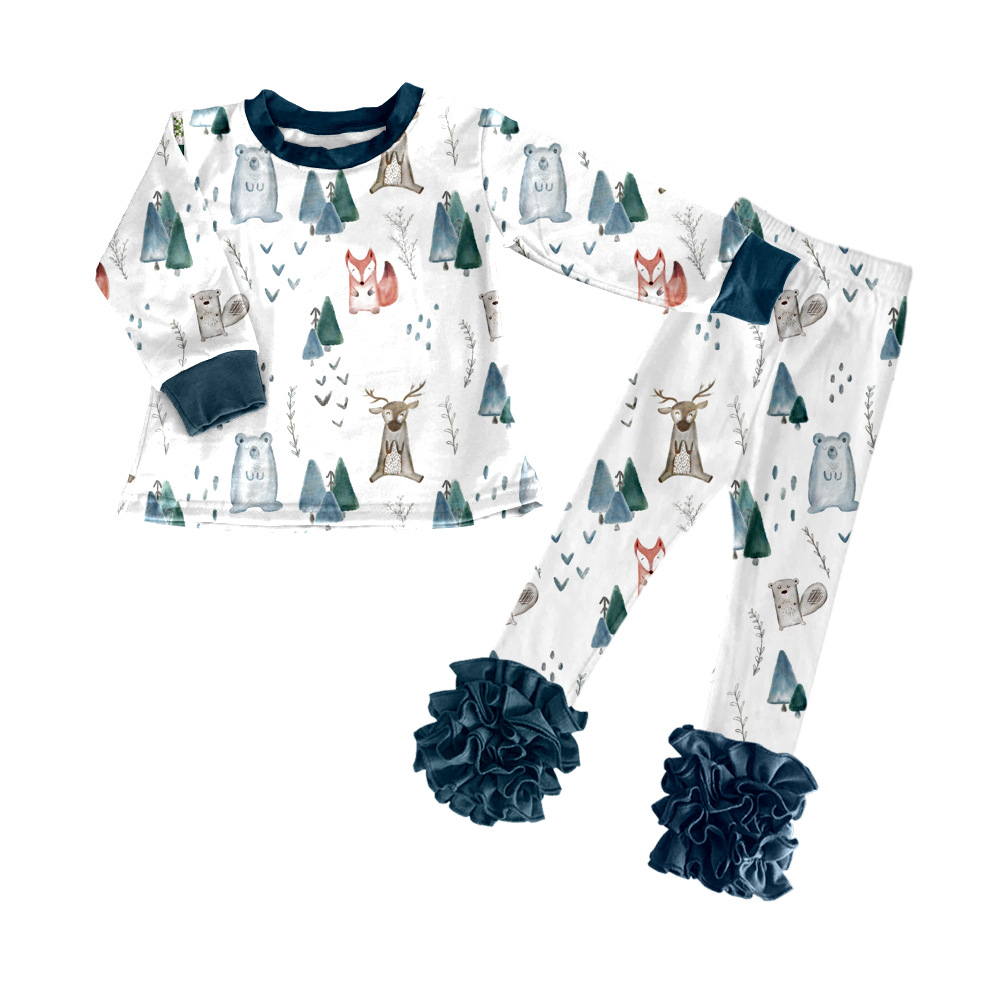 High-Quality Foreign Trade Children's Clothing Printed Children's Cute Creative Customized Autumn Suit