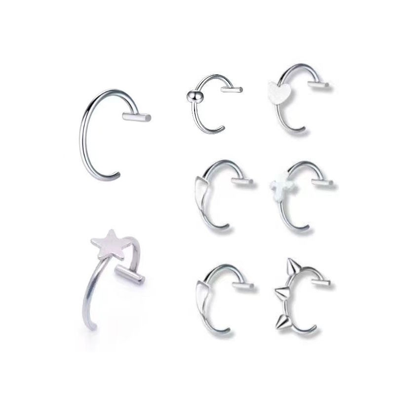 Good News for Those Who Are Afraid of Pain! No-Punch Lip Ring Stainless Steel Punk Style Personalized Lip Clip Hot Girl Street Style Fake Lip Nail Without Holes