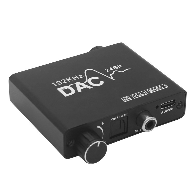Digital to Analog Audio Converter Dac Fiber Optic Coaxial 192Khz Adjustable Volume High and Low Digital to Analog