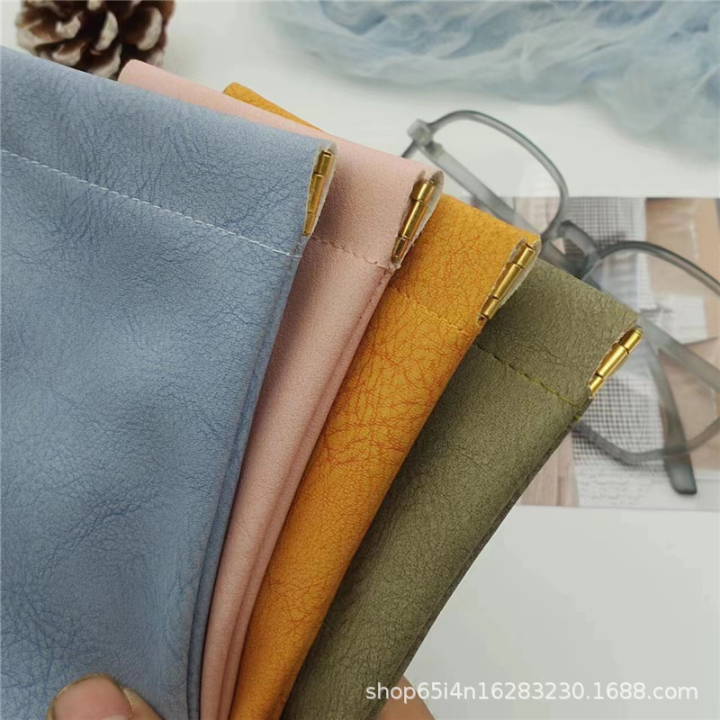 Glasses bag sunglasses sunglasses men's and women's storage case shrapnel mouth automatic closed glasses storage bag leather glasses bag