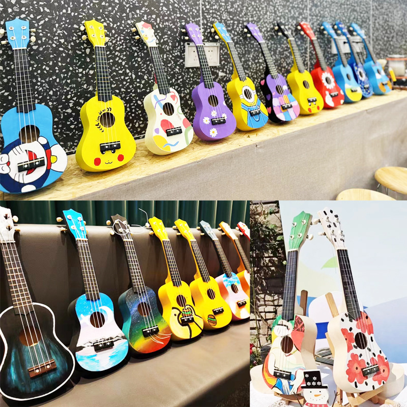 Handmade 21inch Ukulele DIY Painted Assembly Puzzle 23inch Art Handmade Team Building Opening