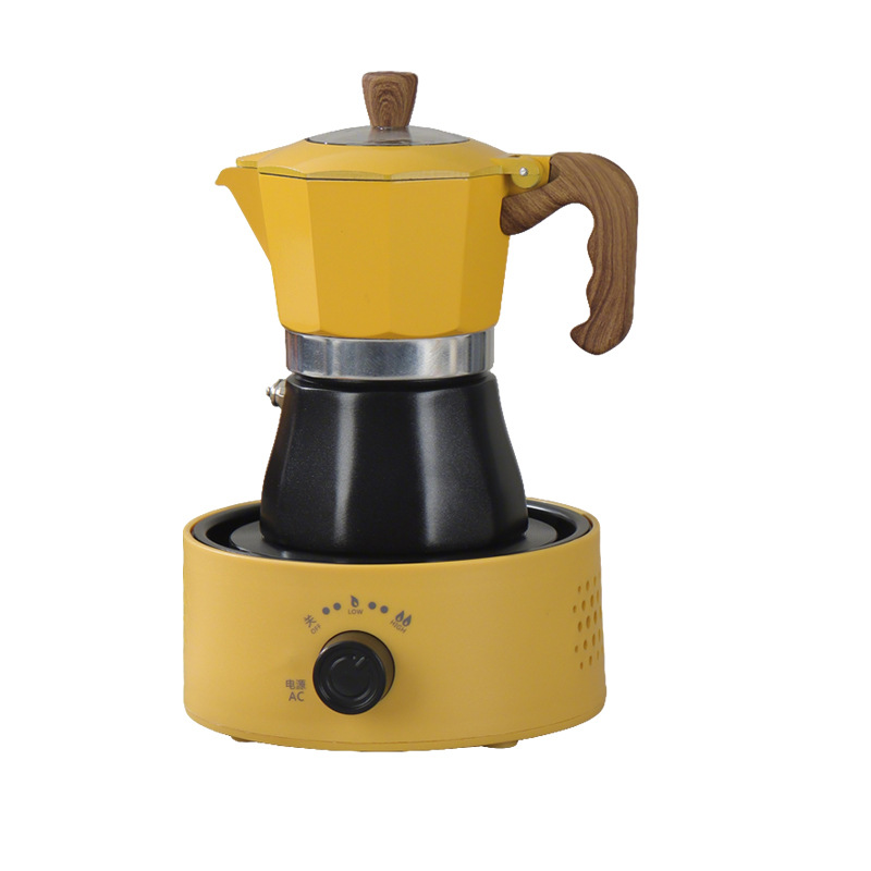 New Double-Valve Moka Pot Coffee Maker for Home Use, Small Hand-Cranked Espresso Machine Outdoor Set