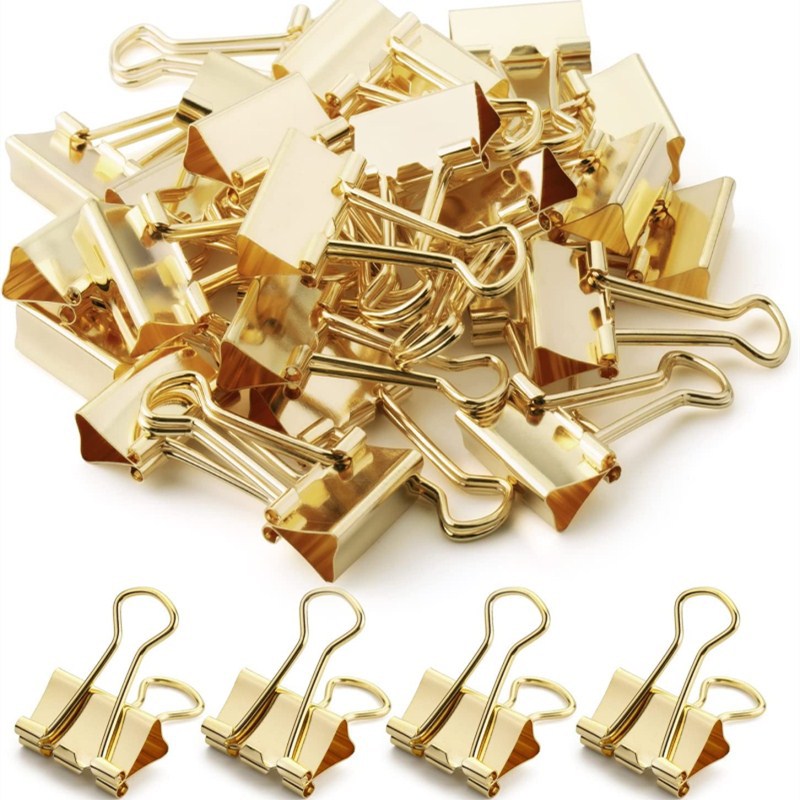 19mm Gold Clip Stationery No. 5 Gold Long Tail Clip Dovetail Clip Tube Ticket Holder Cross-Border Ready Supply