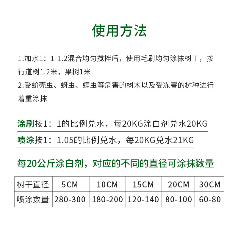 Tree Whitening Agent for Fruit Tree Seedlings and Street Trees, Guoguang Whitening Agent for Frost Protection and Pest Control, 20kg Pack