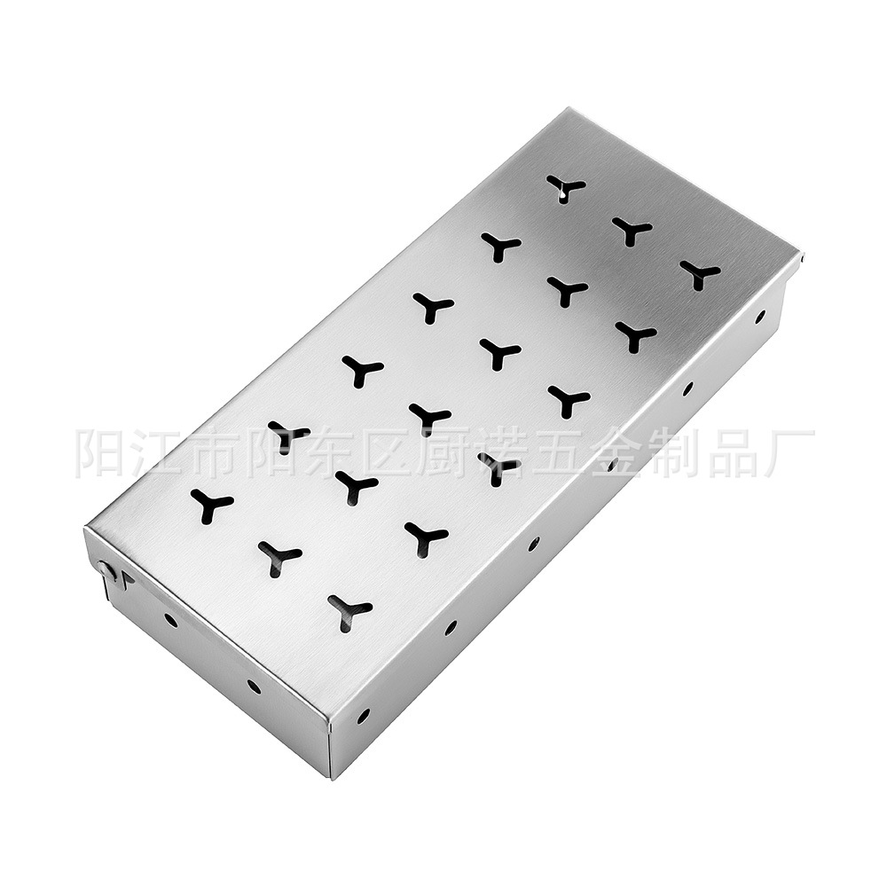 Cross-Border Hot Selling Stainless Steel Smoker Box Amazon Bbq Grill Oven Grill Multi-Pattern Smoker Box