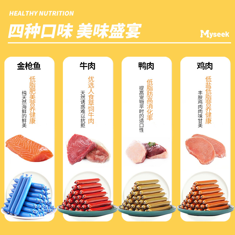 Ham Sausage Pet Ham Sausage Cat and Dog Universal Fresh Meat Sausage Training Reward Snack Low Salt Chicken Beef Ham Sausage