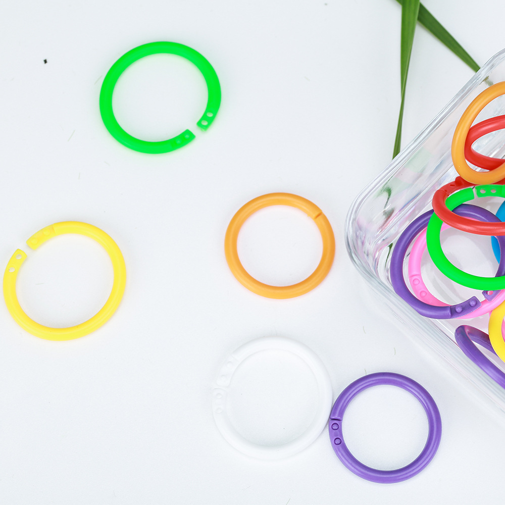 Factory Direct Sales 28mm Inner Diameter Plastic Book Ring Double Buckle Ring Plastic Binding Ring Colorful Open Plastic Book Ring