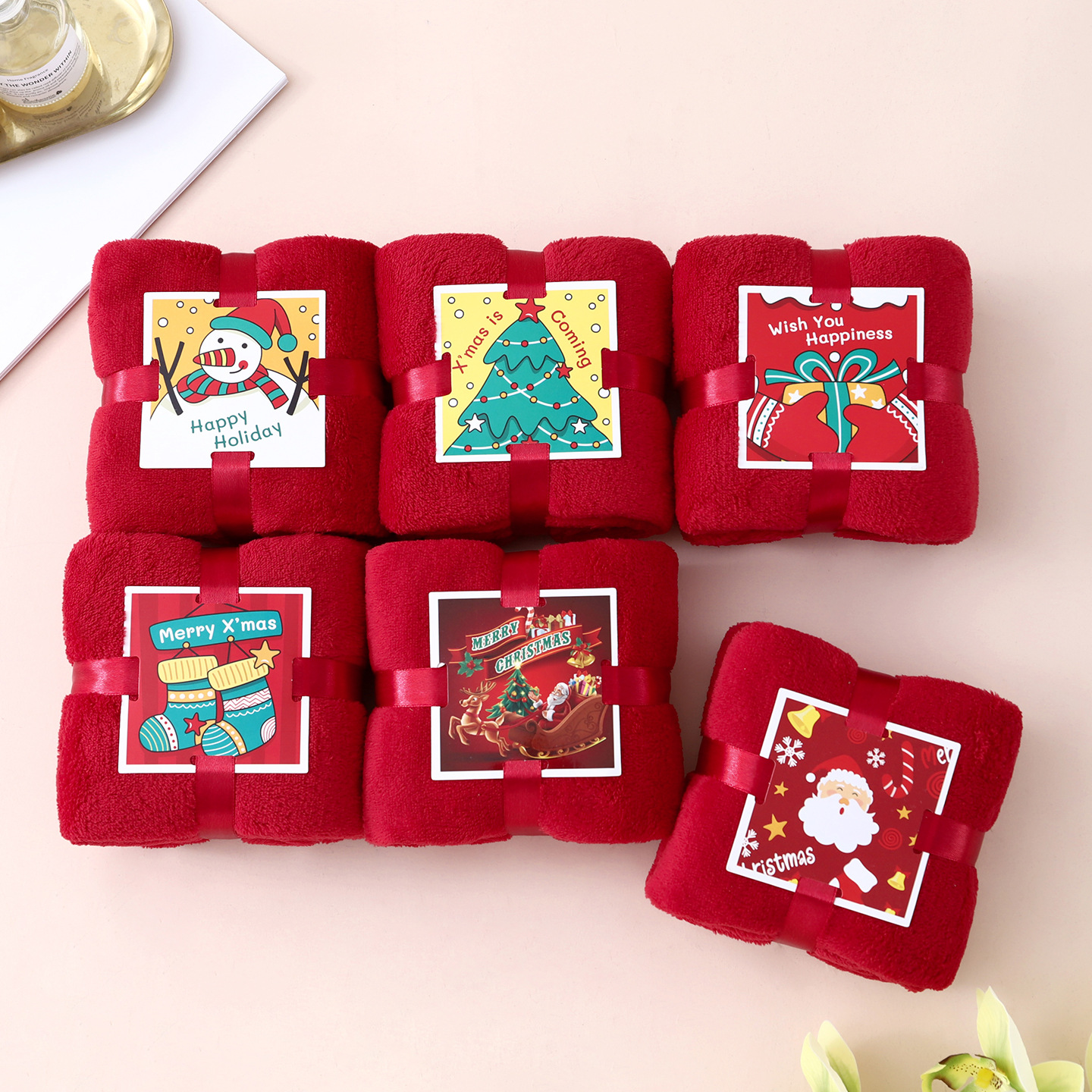 Подарочный набор полотенец к Рождеству с креативной карточкой, поддерживает транснациональную маркировку и доставку