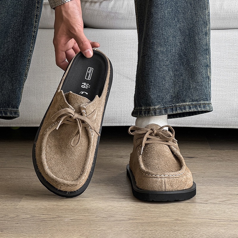 3755 ретро тапочки Баотоу Биркенсток шнурованные летние полутапочки для мужчин и женщин пары обувь из коровьей кожи