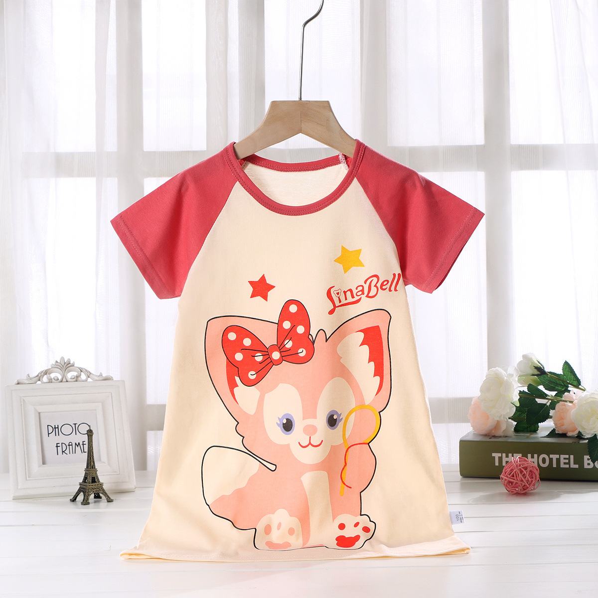 Girls Nightgown Pure Cotton Summer New Style Girls Short-Sleeved Air-Conditioned Clothes Korean Style Thin Home Clothes Kidsren's Pajamas Nightgown