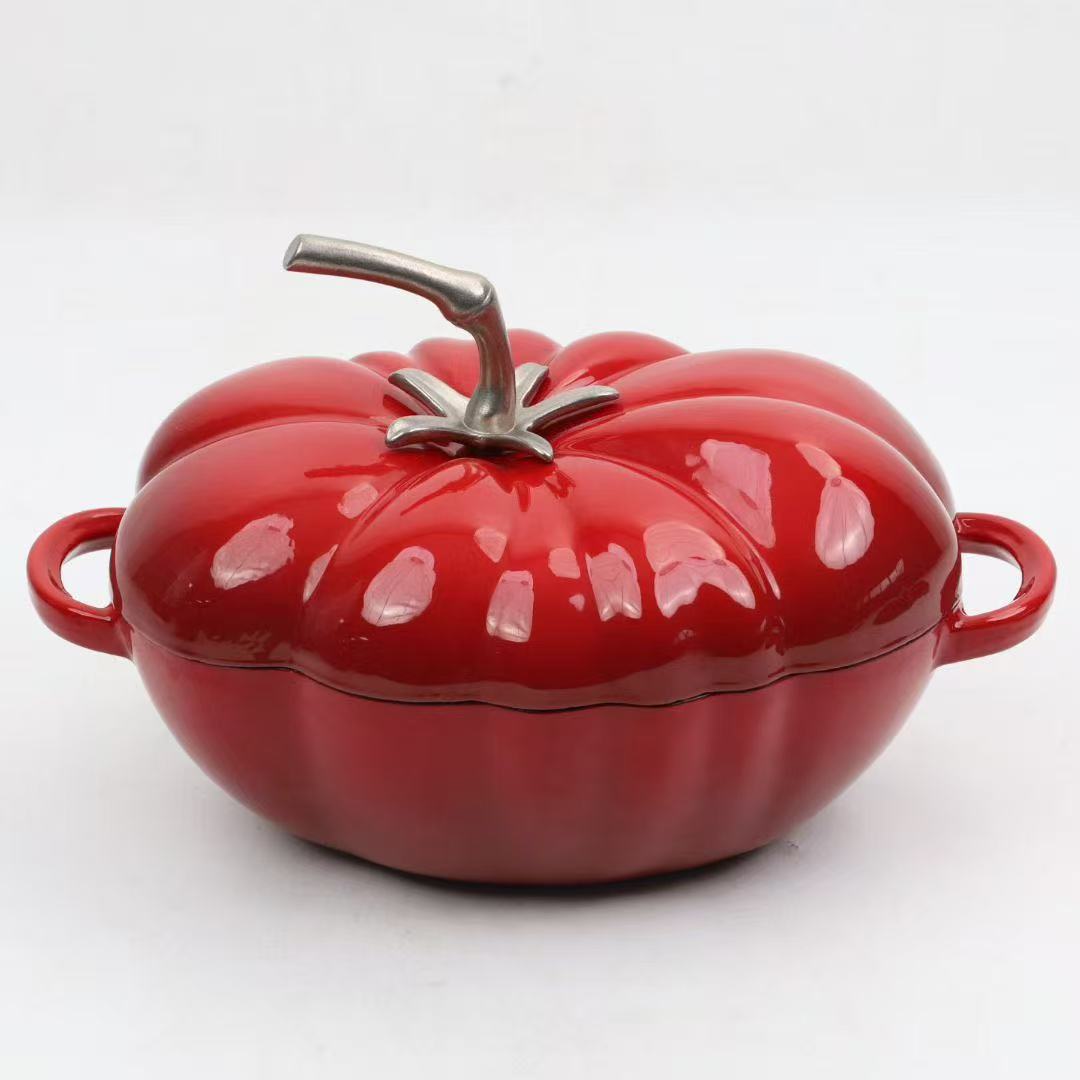 New Cast Iron Enamel Tomato Enamel Pot Stew Pot Household Soup Non-Stick Pot Induction Cooker Gas Universal
