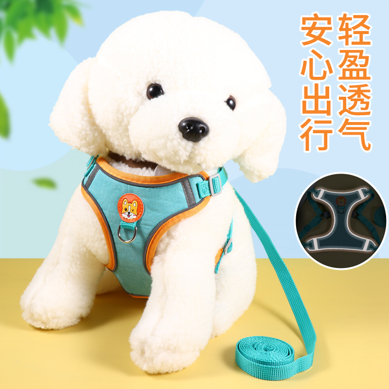 Suede Pet Chest Strap Reflective Chest Back Cat Reflective Traction New Vest Pet Chest Strap