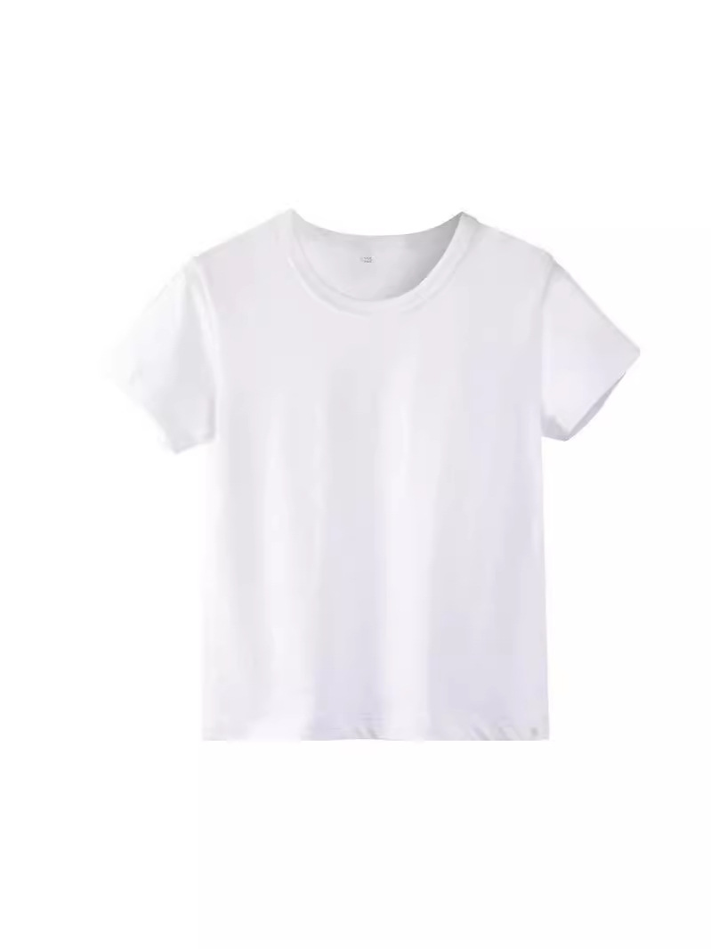 Primary School Students Pure Cotton Kidsren's White T-Shirt Blank Short-Sleeved Boys and Girls DIY Hand-Painted Printed Cultural Advertising Shirt
