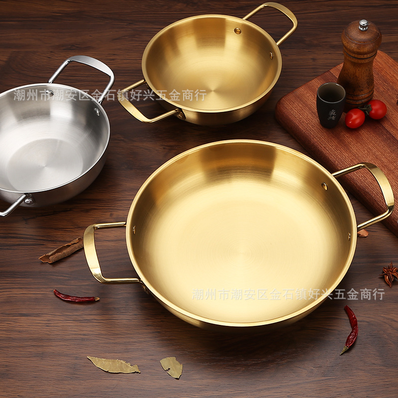 Korean Style Instant Noodle Pot Stainless Steel Golden Soup Pot Household Gas Induction Cooker Noodle Pot Instant Noodle Ramen Pot Hot Pot