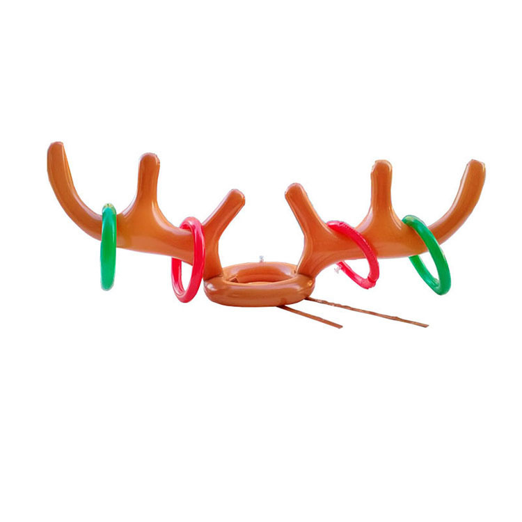 In-Stock Inflatable Antler Ring Reindeer Head Ring Headband Throwing Game Ring Prop Inflatable Christmas Toy