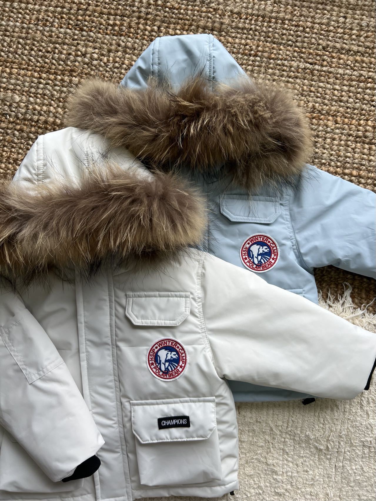 Parker Kidsren's down Jacket Warm Winter Kidsren's Large Fur Collar Hoodie Pure Color Baby Jacket Boys and Girls Winter