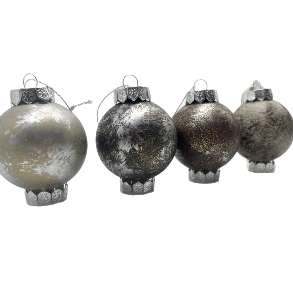 Cross-Border Christmas 6cm Old Antique Effect Plastic Ball Painted Texture Ball Christmas Tree Decoration Pendant Supplies