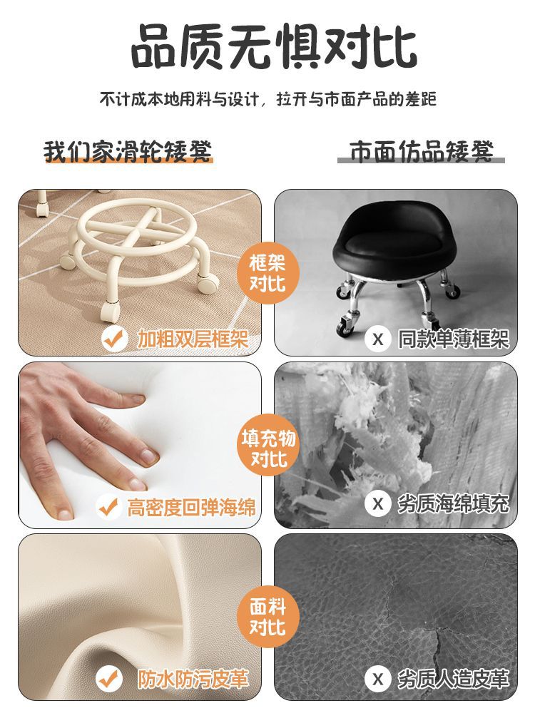 Небольшой табурет на колесах, красивый низкий табурет для катания на роликах, вращающийся стул для малышей, мобильный табурет, табурет с универсальными колесами