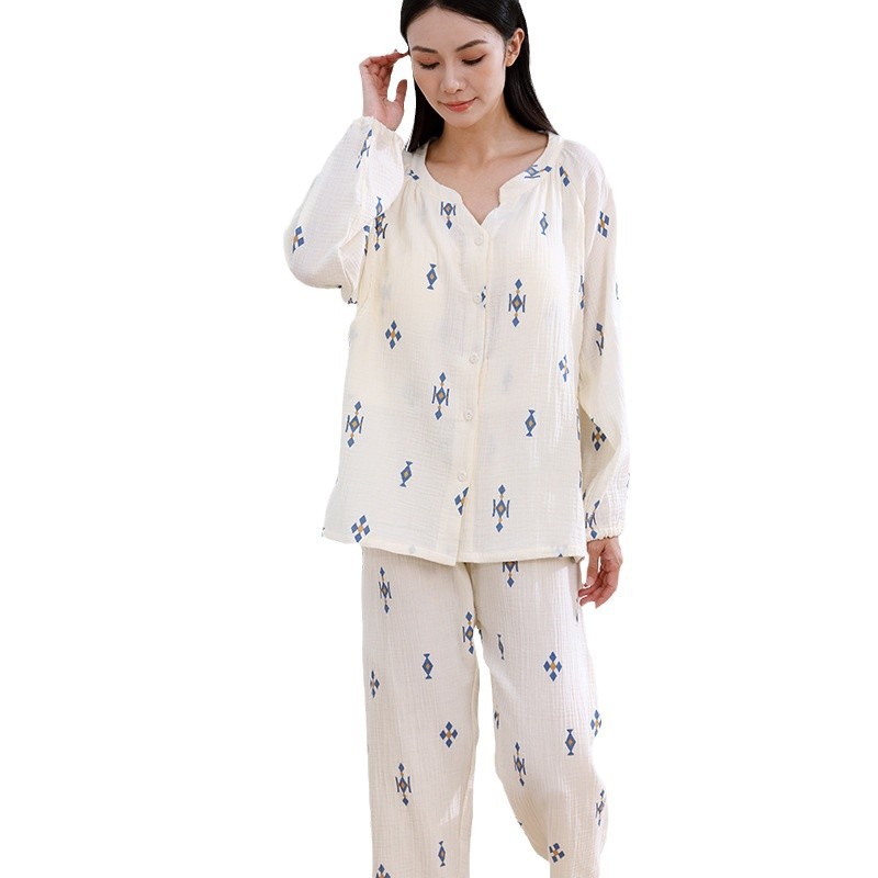A variety of monthly clothing Japanese simple postpartum cotton pajamas for pregnant women in spring and autumn pregnant women breastfeeding suit