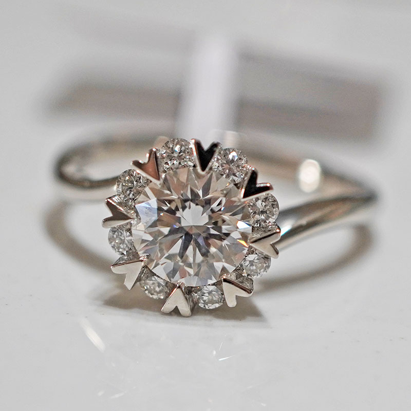 Кольцо из платины Pt950 с выращенным бриллиантом для женщин, в форме сердца, лепестка, свадебное предложение, звездное окружение