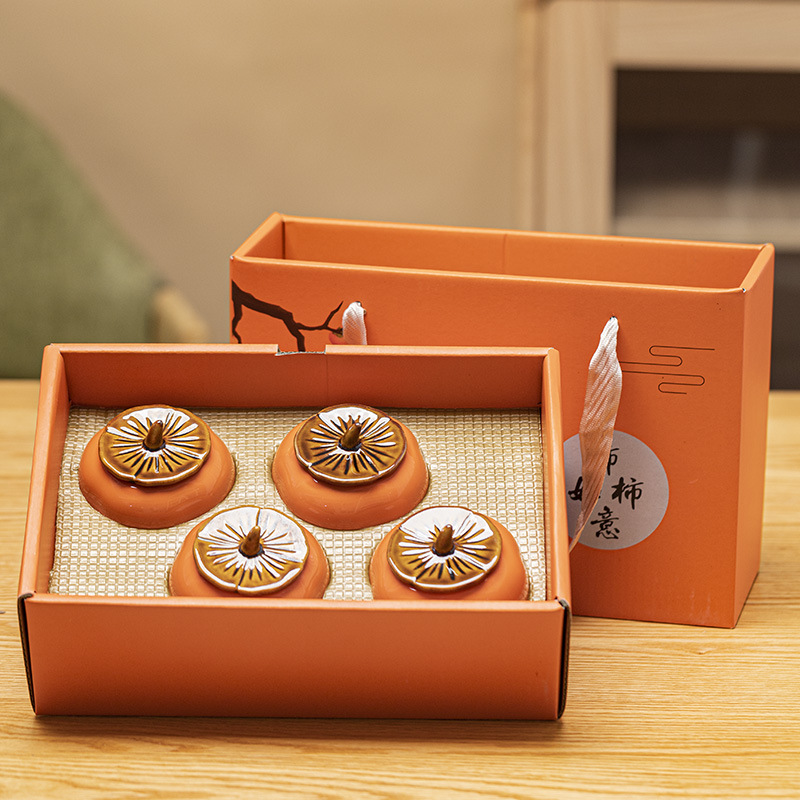 Trumpet All Things Good Ceramic Sealed Simulation Persimmon Pot Persimmon Tea Pot Wedding Candy Pot Candy Pot Candy Box