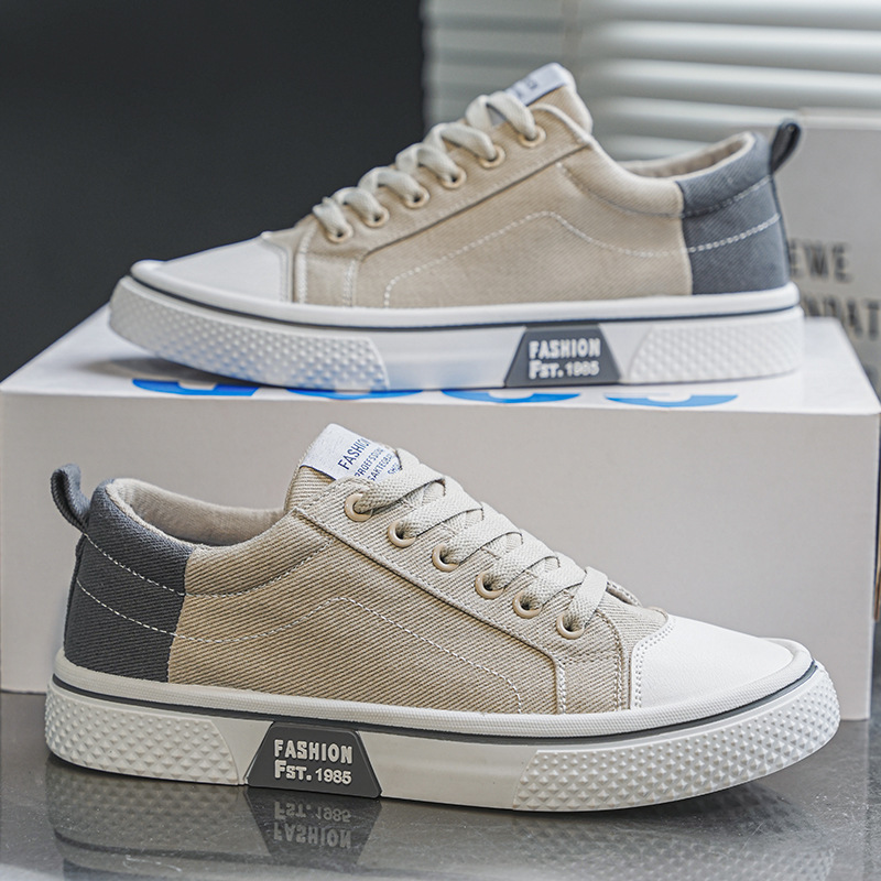 Work Men's Shoes 2024 New Sports Casual Canvas Board Shoes Soft Sole Men's Trendy All-match Spring and Autumn White Cloth Shoes