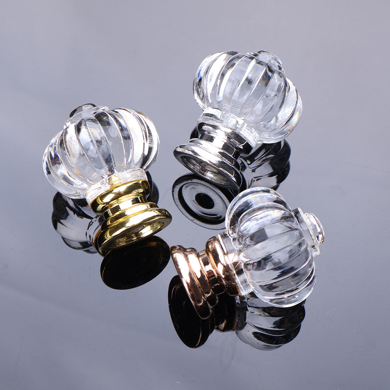 Factory in stock wholesale wardrobe drawer single hole door handle acrylic transparent crystal handle furniture hardware accessories