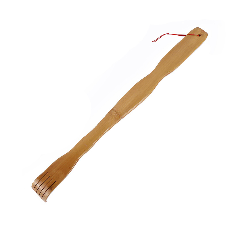 Bamboo Tickle Back Massager with Long Handle and Straight Rod Double Ball for Tickling Old Man