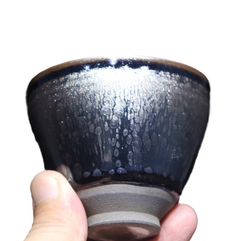 Tea Cup with Original Mineral Iron Base, Jianyang Shuji Oil Drip Rabbit Hair Small Cup, Wholesale Tea Set Master and Guest Cups