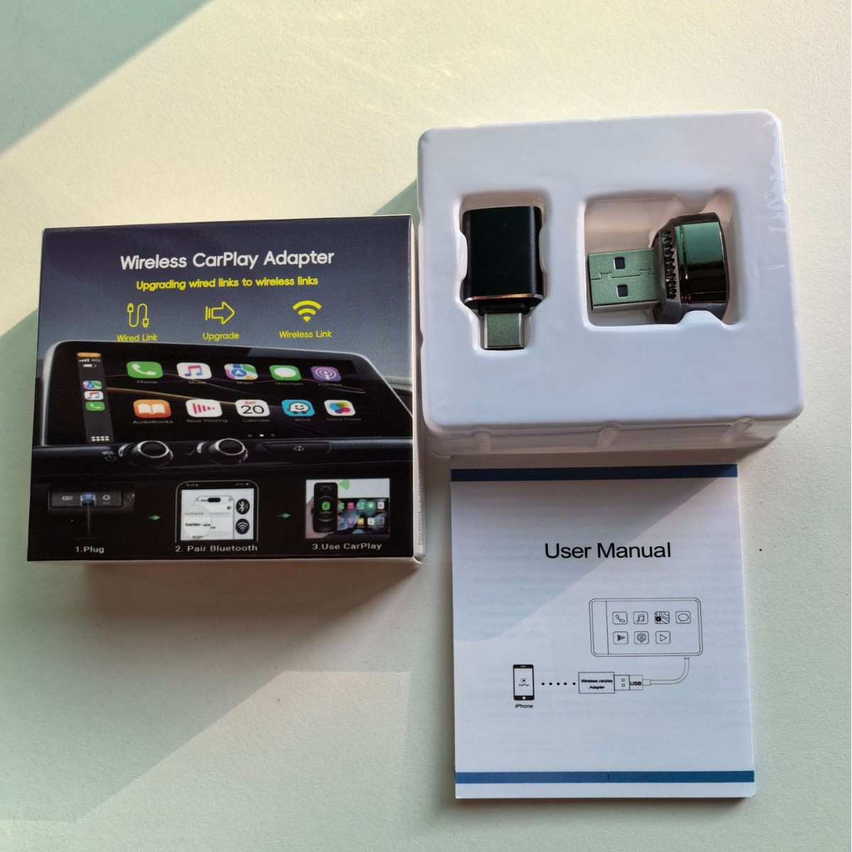 Cross-Border 2-in-1 Wireless Carplay Box Wireless Carplay Adapter Wired to Wireless In-Car Carpla