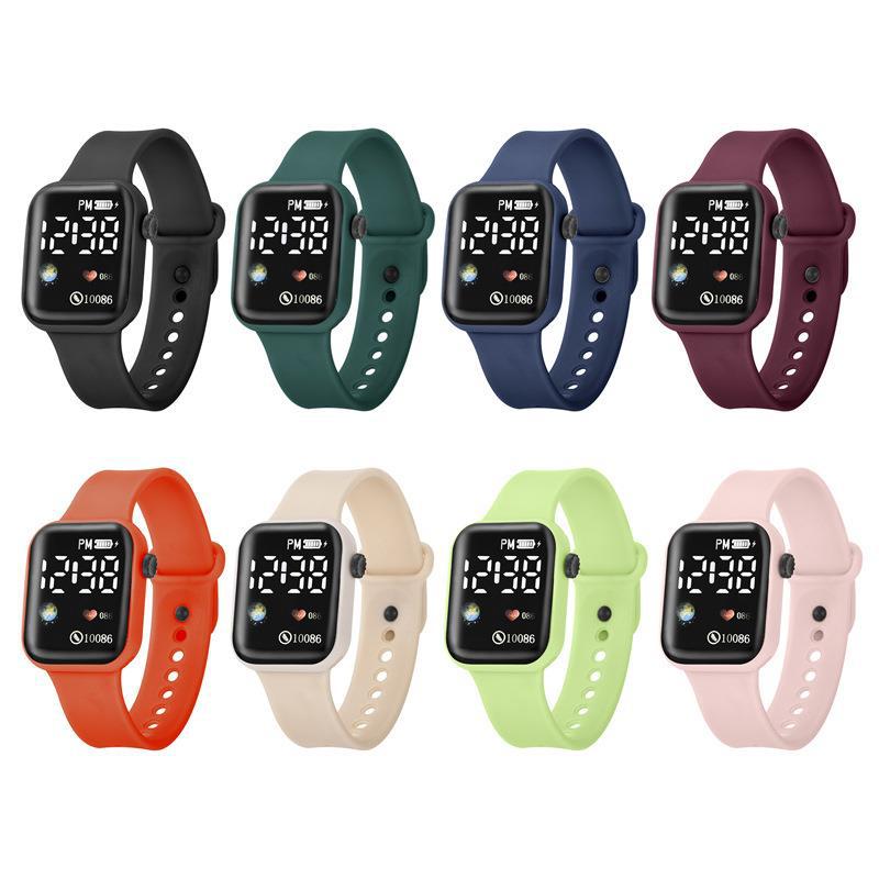 Многофункциональные квадратные цифровые часы с белым светом, светодиодные, модные, простые, студенческие спортивные часы