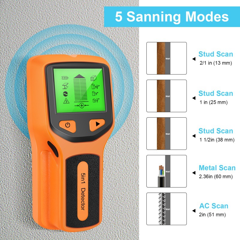 New 5-in-1 Wall Detector, Stud and Pillar Detector Measuring Instrument, Wall Metal Detector