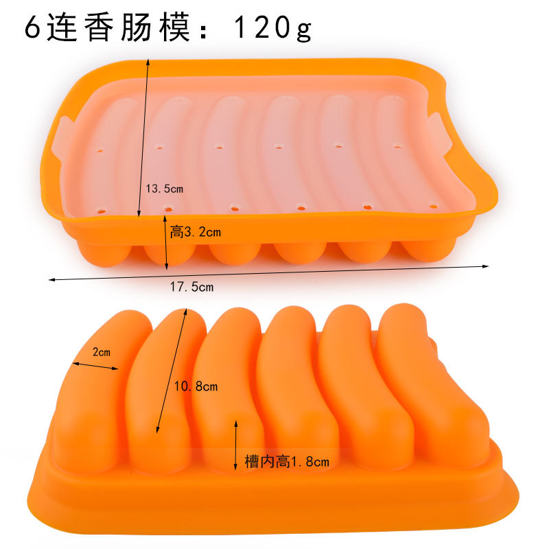 Thickened 6 and 10 with Lid Silicone Sausage Ham Sausage Fresh-keeping Box Hot Dog Mold Baking Sausage Box Mold DIY