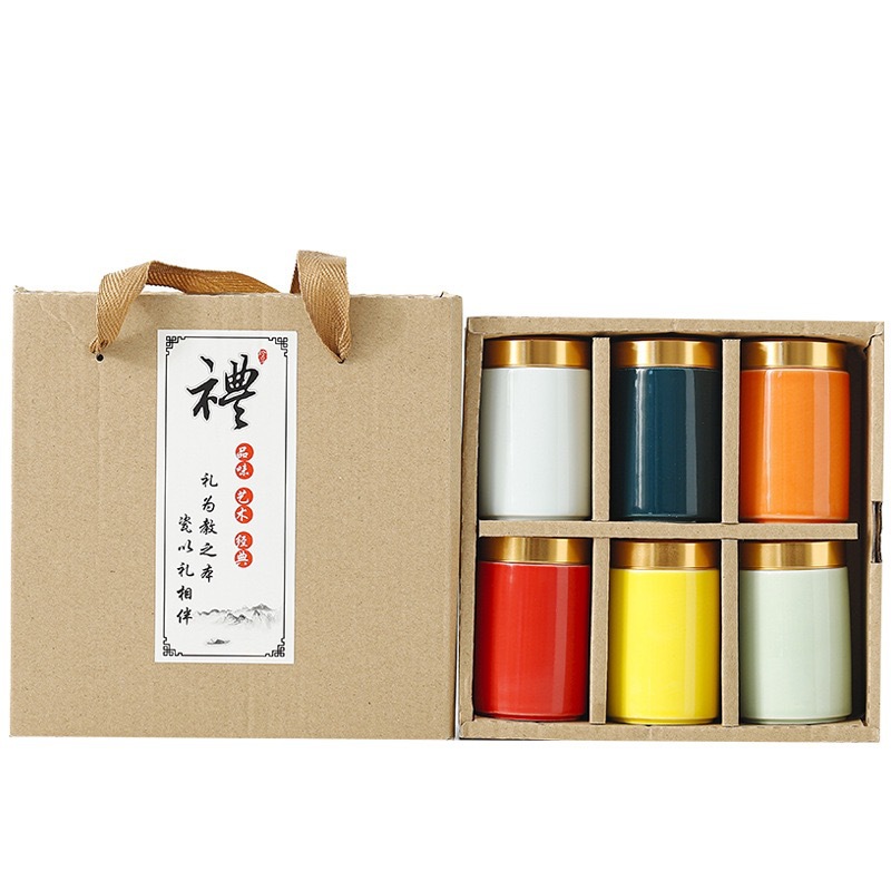 Ge Kiln Ceramic Sealed Large and Small Tea Cans Household Tea Storage Cans Dendrobium Officinale Panax Notoginseng Cans Mid-Autumn Festival Gifts