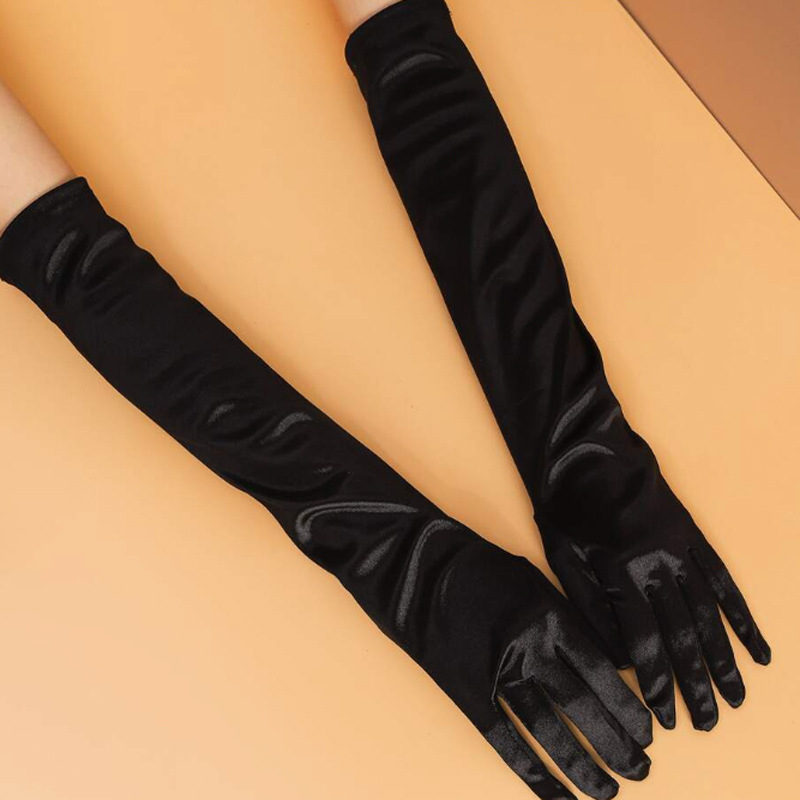 Satin Gloves Extended Gown Satin Wedding Performance Prom Costume Accessories Etiquette Multicolor Elbow Spandex Evening Dress