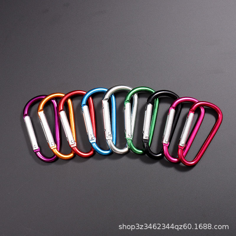 Aluminum Alloy No. 6 D-Type Carabiner Manufacturer Spot Direct Sales Metal Quick-Release Buckle Key Chain Water Bottle Buckle Backpack Buckle