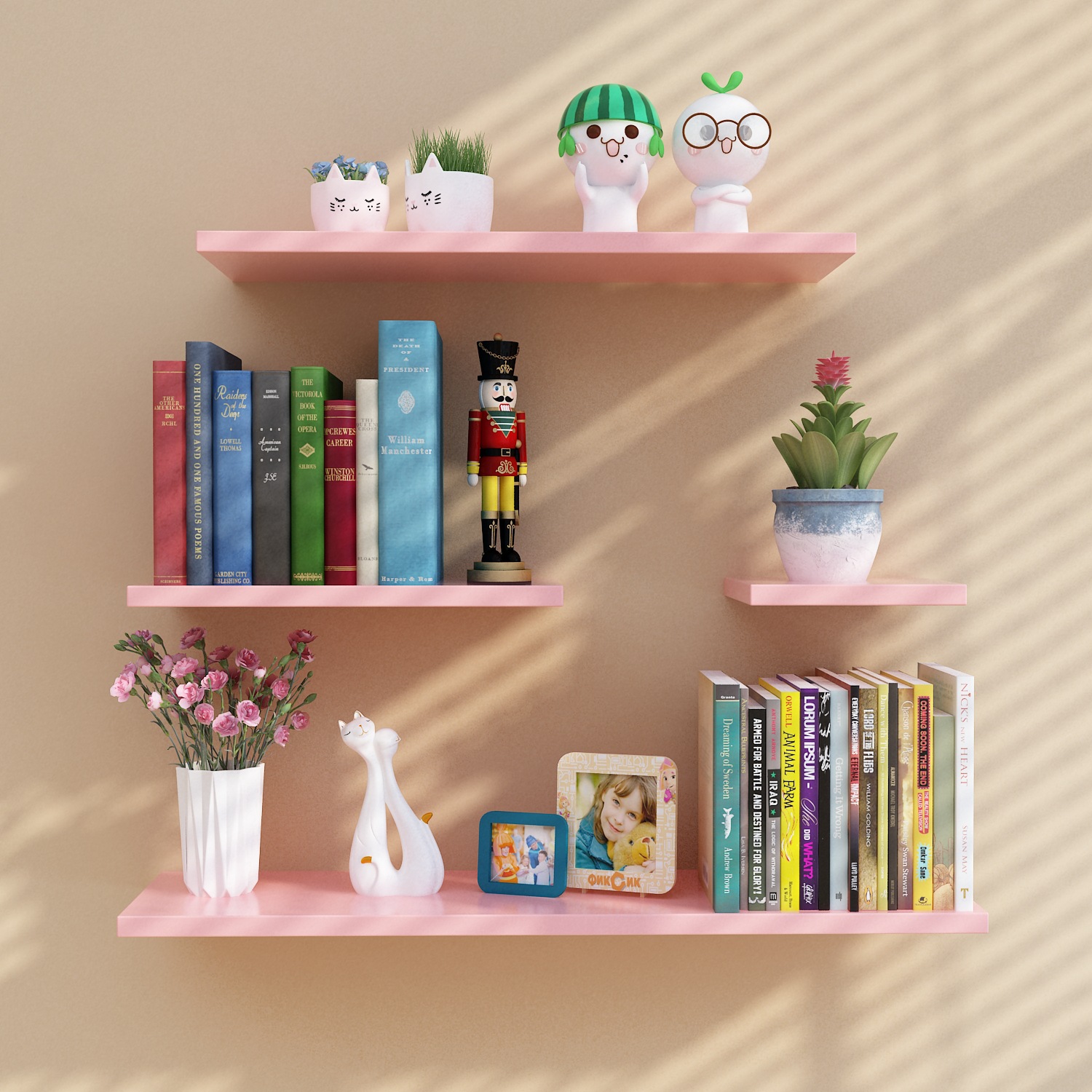 Free Shipping Wall Shelf Living Room Jewelry Rack Wall Shelf Bookshelf Bedroom Wall Hanging Partition Storage Laminate