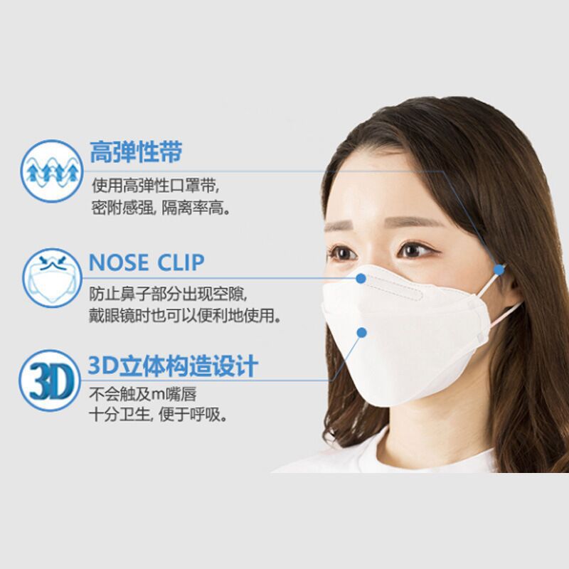 KF94 Mask Disposable Fish-shaped Willow Leaf Mask Adult Three-dimensional Four-layer Separate Packaging Mask Children's Mask