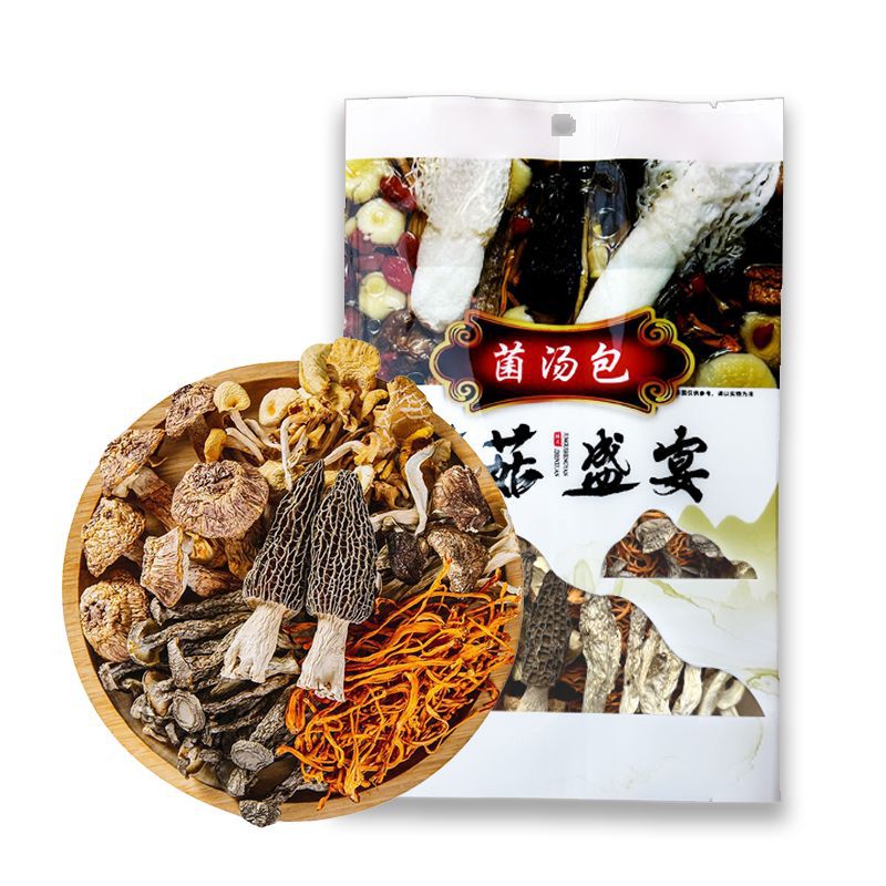 Mushroom Soup Pack 60g, Dried Morel Mushroom Soup Mix for Stewed Chicken, Non-Matsutake Mushroom, Processing and Distribution in Bags