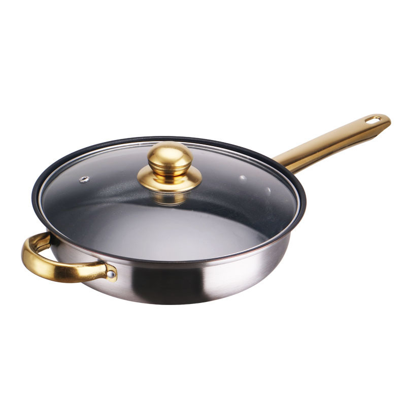 Export cross-border stainless steel gold handle set pot non-stick pot gold-plated handle 12-piece set stainless pots suit