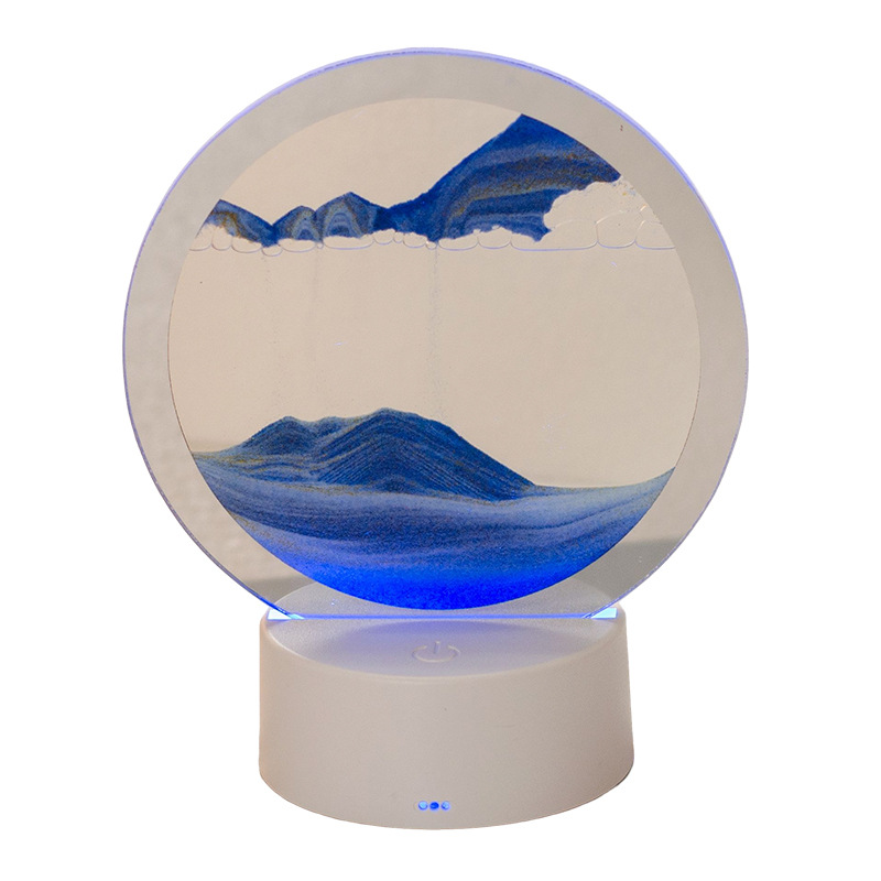 3D Glass Quicksand Painting Ornament Gift Night Light Table Lamp USB Plug-In Living Room Home Furnishings Gift for Girls and Boys
