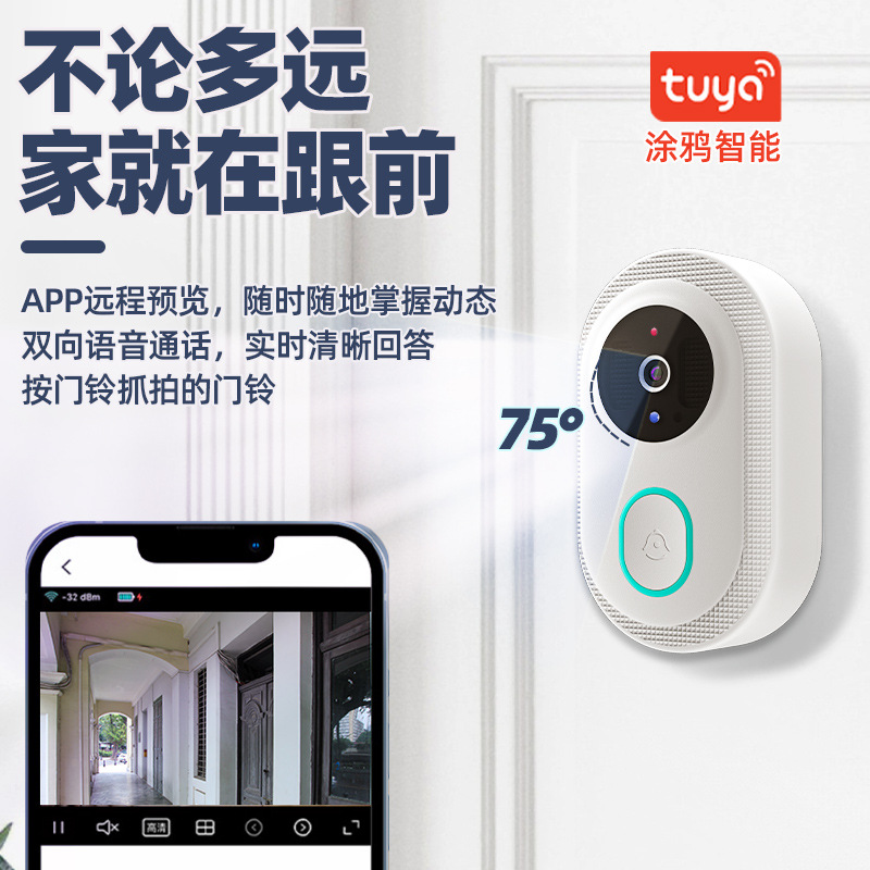Home Rainproof Wireless Smart Doorbell Ring Notification Video Intercom Infrared Night Vision Graffiti HD Doorbell
