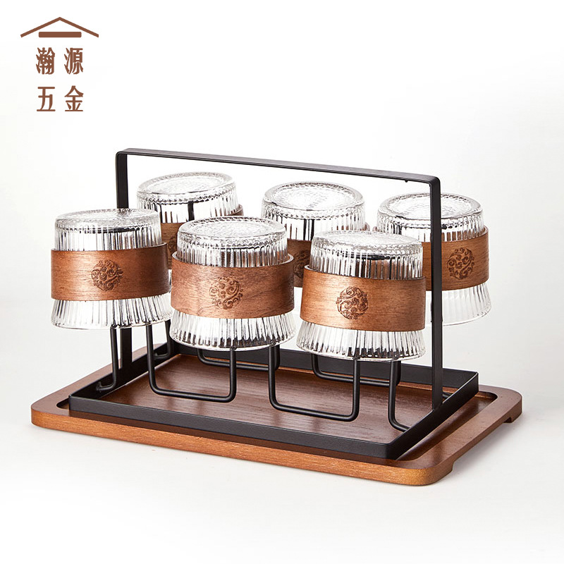 Подставка для хранения чайных стаканов, настольная подставка для слива, комплект с подносом для стаканов