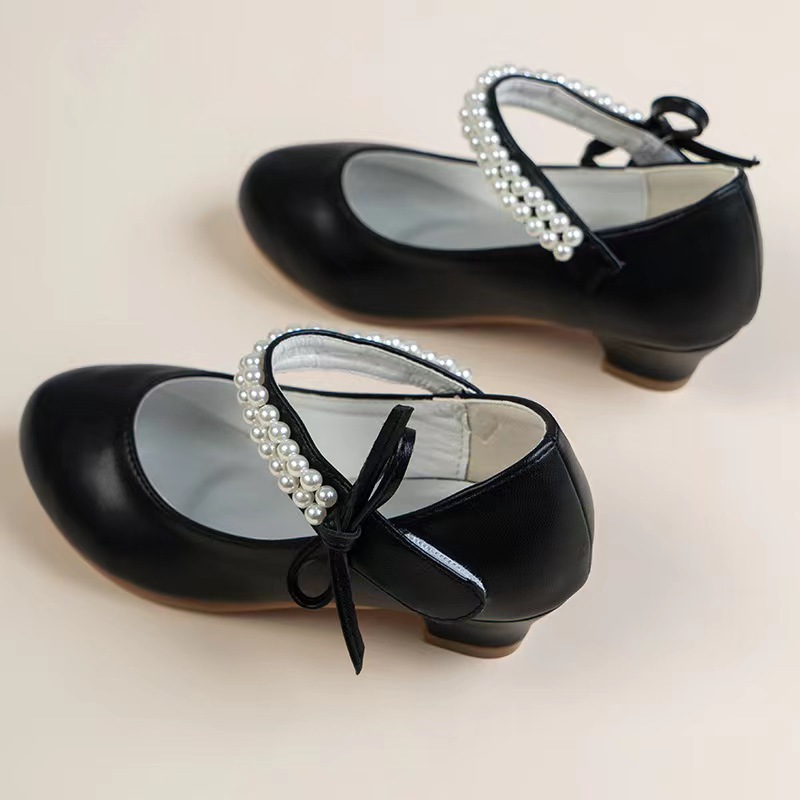 Girls' Leather shoes women's 2023 new high heel black princess shoes campus shoes primary and secondary school girls one-piece delivery