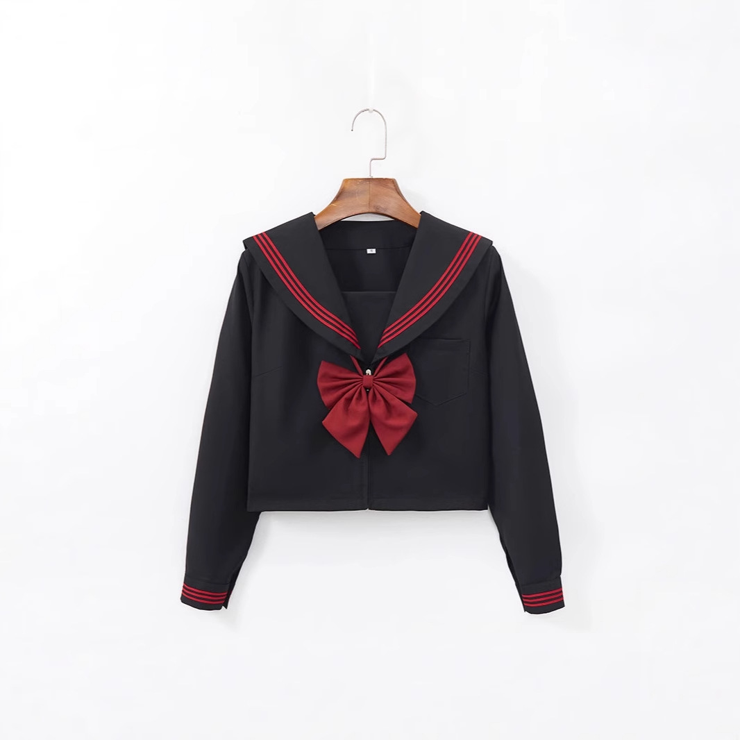 Factory-issued jk uniform red three sailor suit jk school dress genuine suit Japanese college style pleated skirt