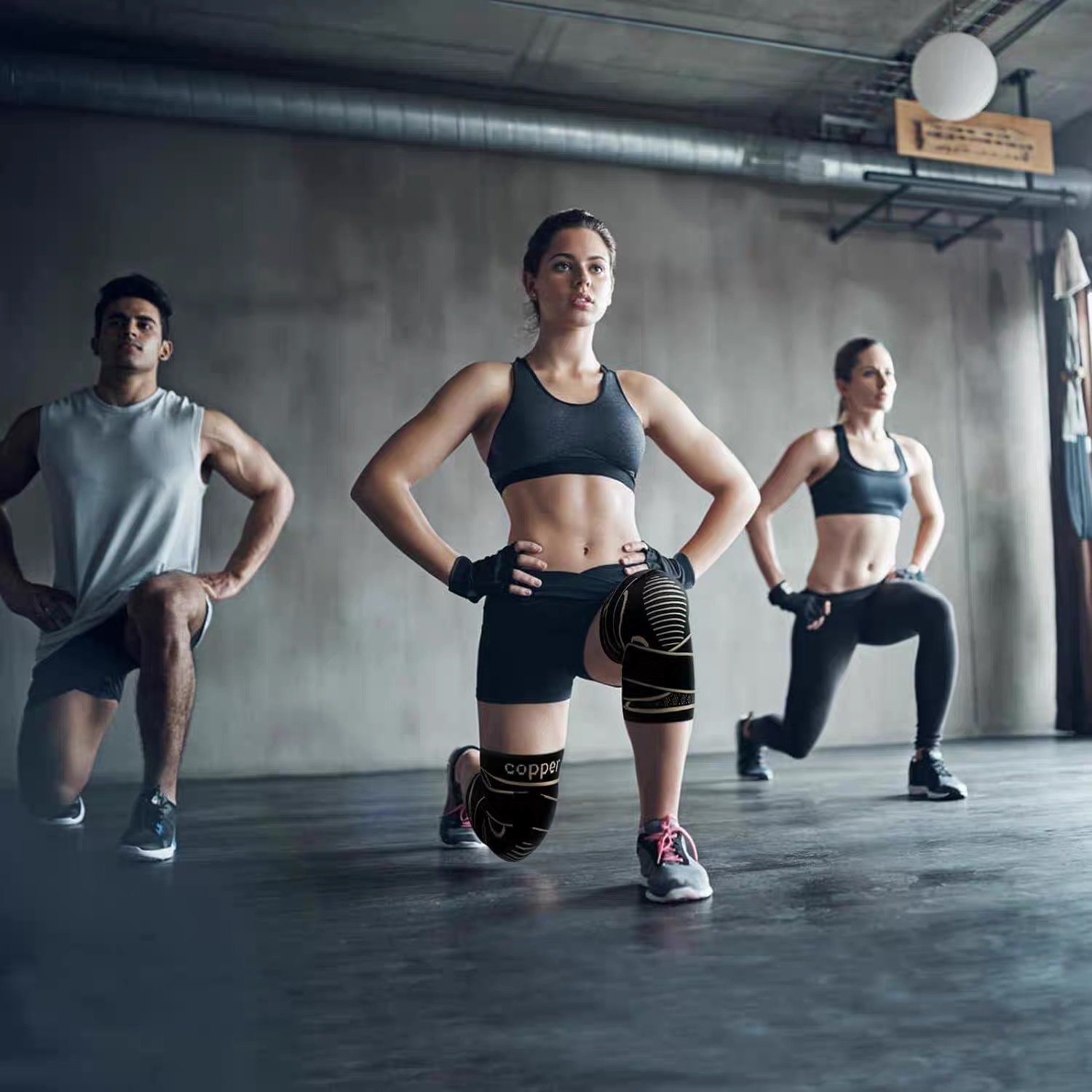 Sports Knee Brace Copper-Colored Nylon Mountaineering Basketball Compression Strap Support Breathable Meniscus Joint Running Knee Protector