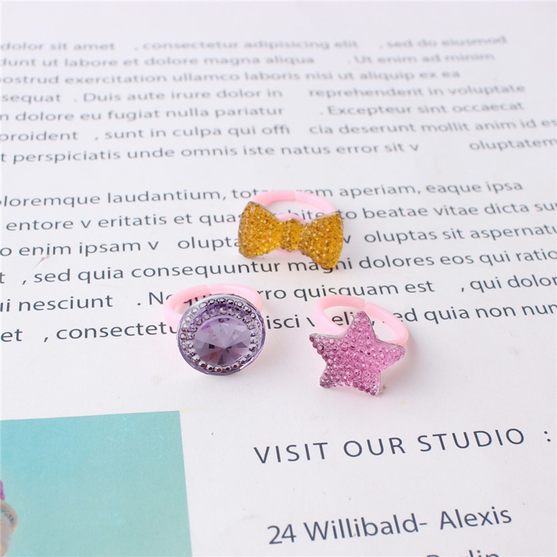 Kindergarten Cute Acrylic Diamond Children's Ring Sweet Love Children's Day Hand Ornaments Cross-Border Little Girl Ring