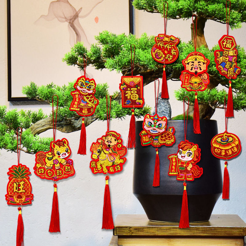 2026 Year of the Horse Indoor Hanging Decorations New Year Three-Dimensional God of Wealth Small Pendants Spring Festival Decoration Money Tree Fortune Character Factory Direct Sales